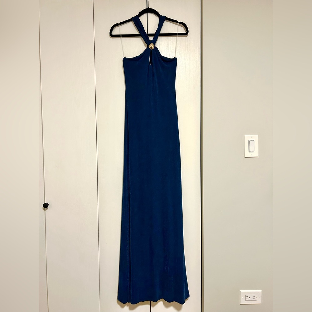 NWT Navy Keyhole Halter Dress